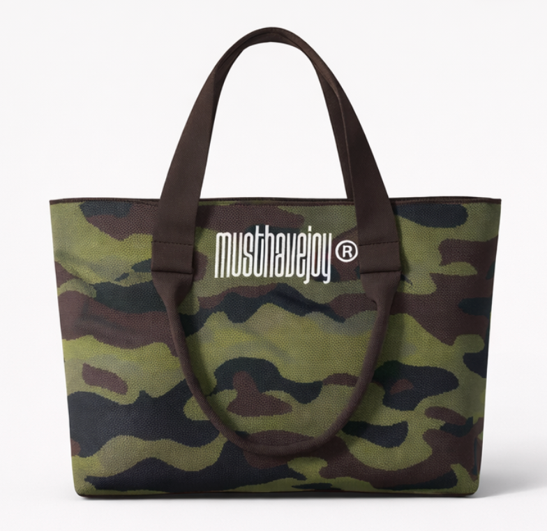 LARGE MHJ Untamed Joy Camo- Knit Tote