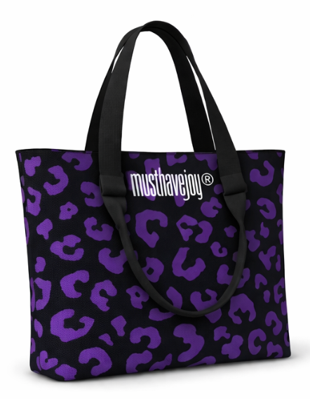 MEDIUM MHJ Untamed Joy Black Base Leopard- Knit Tote