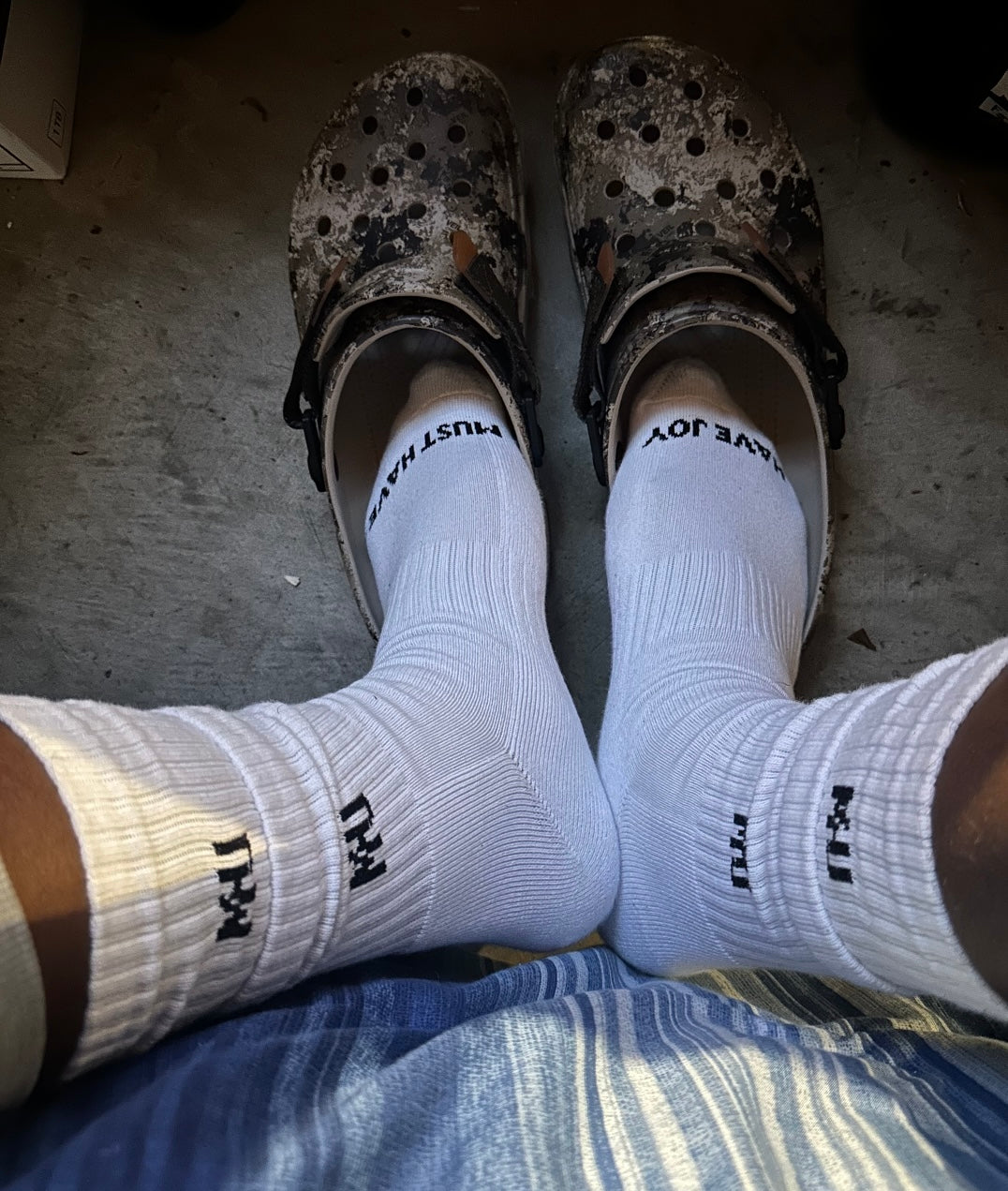 MHJ White/White Double Socks