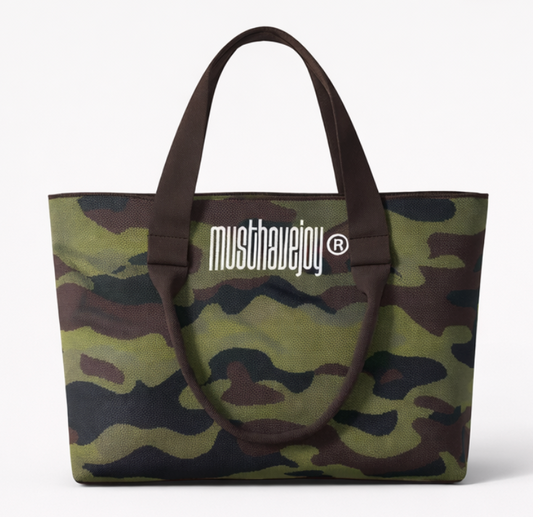 LARGE MHJ Untamed Joy Camo- Knit Tote
