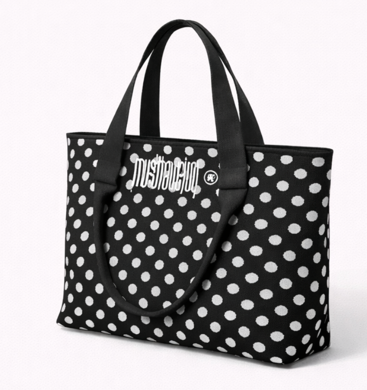LARGE MHJ Untamed Joy Polka Dot- Knit Tote