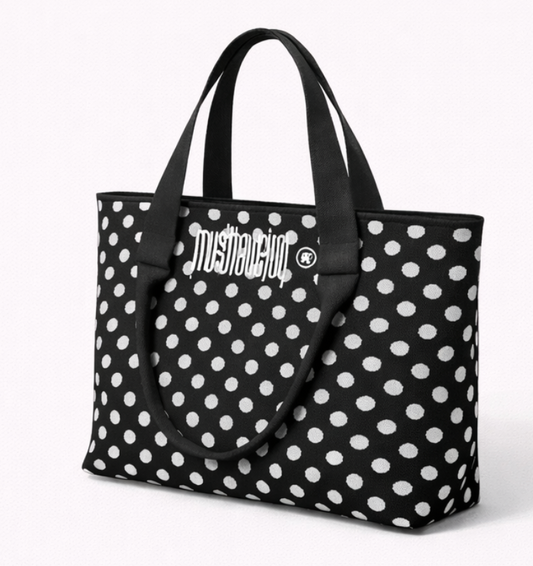 LARGE MHJ Untamed Joy Polka Dot- Knit Tote