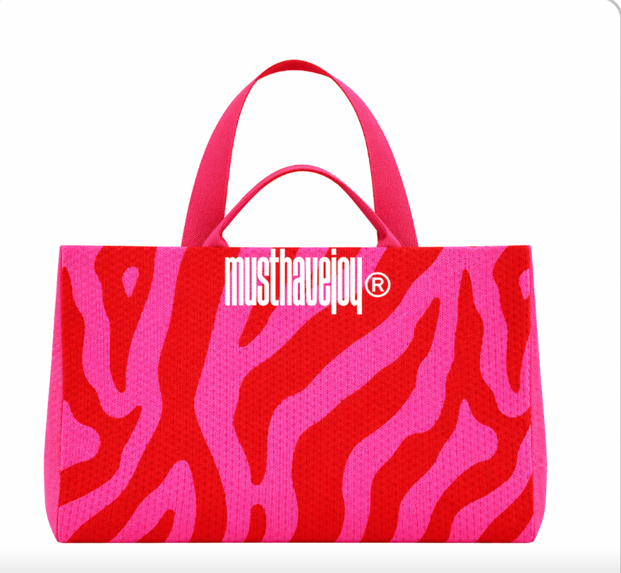 LARGE MHJ Untamed Joy Zebra - Knit Tote