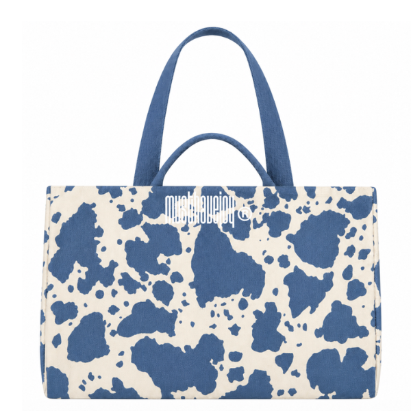 【即完売品】　cow pattern Boston bag 牛柄　バッグ LARGE MHJ Untamed Joy Cow Print - Knit Tote – musthavejoy