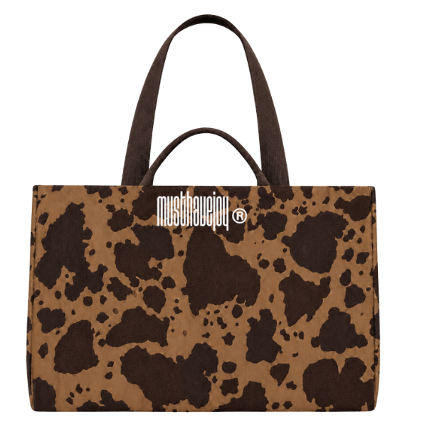 LARGE MHJ Untamed Joy Cow Print - Knit Tote