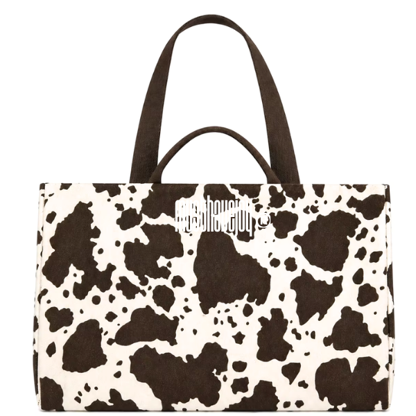 LARGE MHJ Untamed Joy Cow Print - Knit Tote – musthavejoy