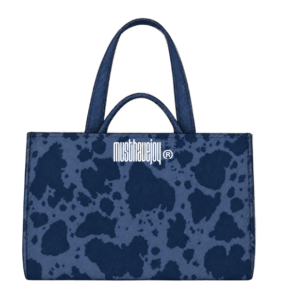 LARGE MHJ Untamed Joy Cow Print - Knit Tote