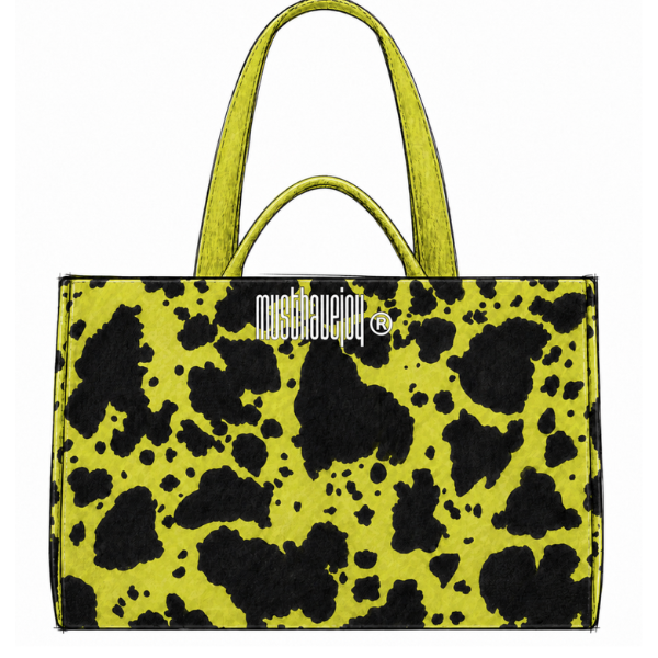 LARGE MHJ Untamed Joy Cow Print - Knit Tote