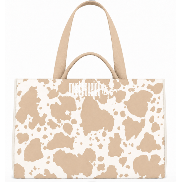 LARGE MHJ Untamed Joy Cow Print - Knit Tote