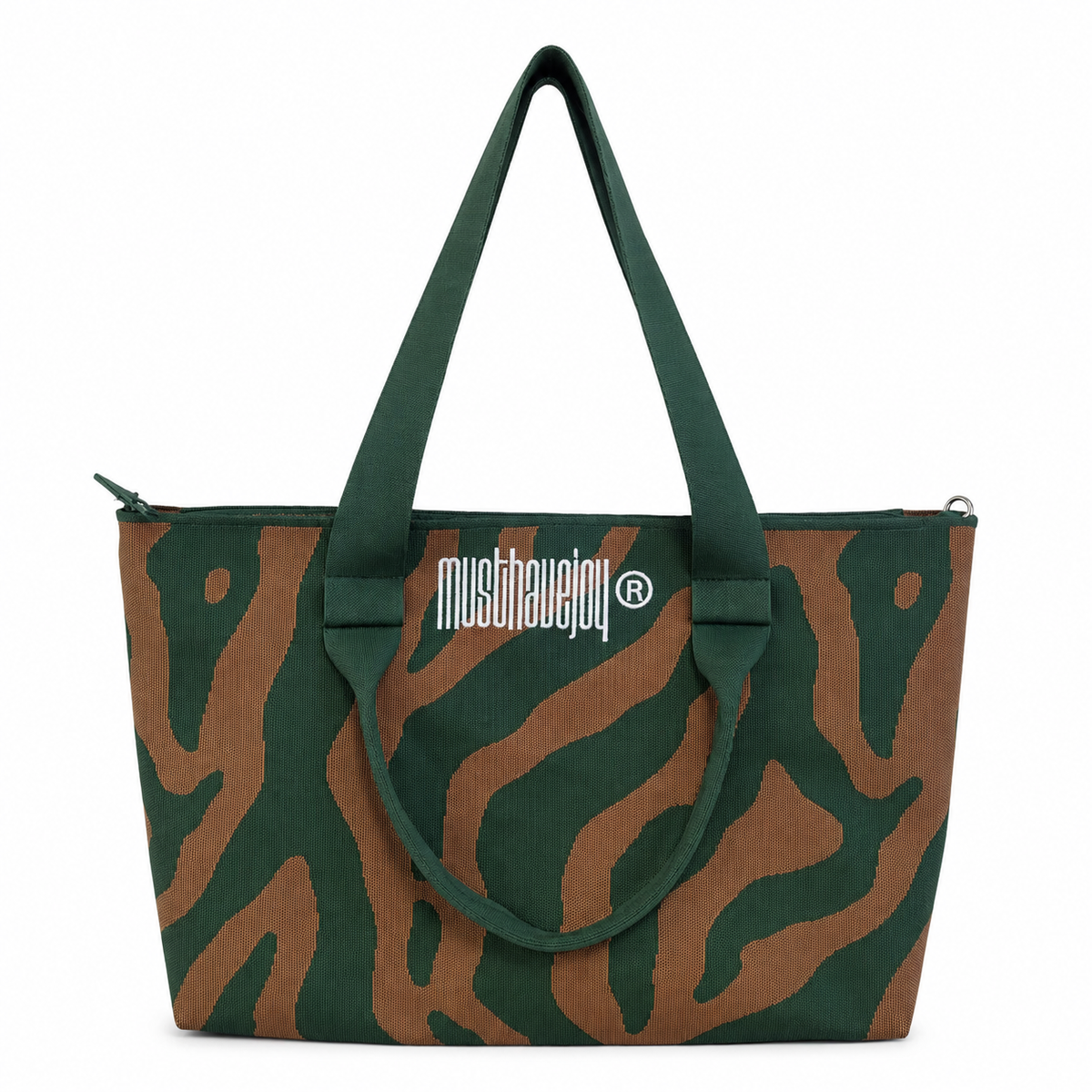 MHJ Untamed Walnut/Hunter Zebra Knit Tote